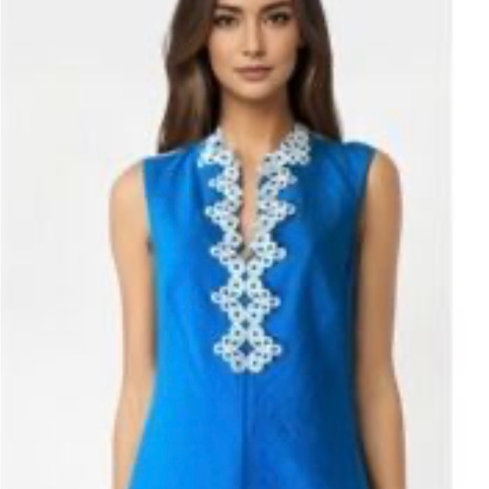 Vince Camuto Blue Embellished Fit and Flare Mini Dress